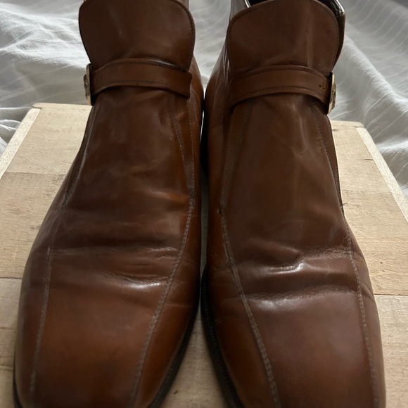 Vtg Florsheim Imperial Boots Triest Brown Leather Monk Strap Buckle 93053 Sz 9D main image 7